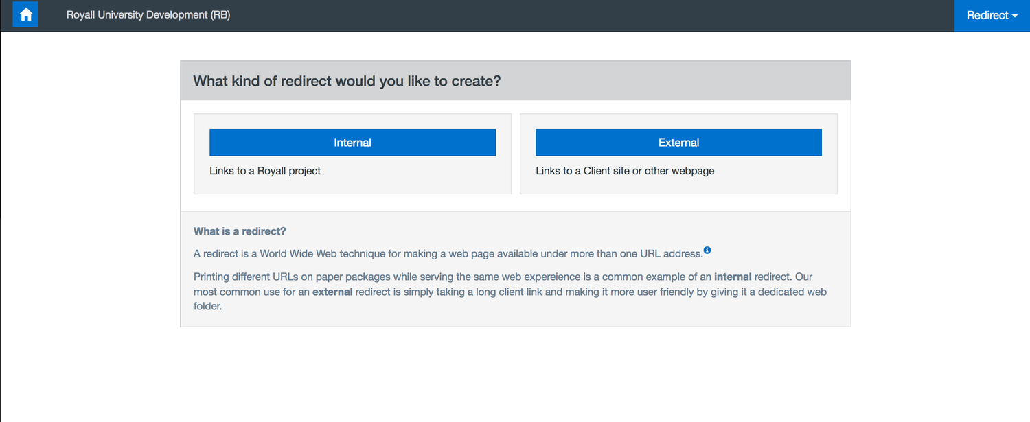New Redirect Selection