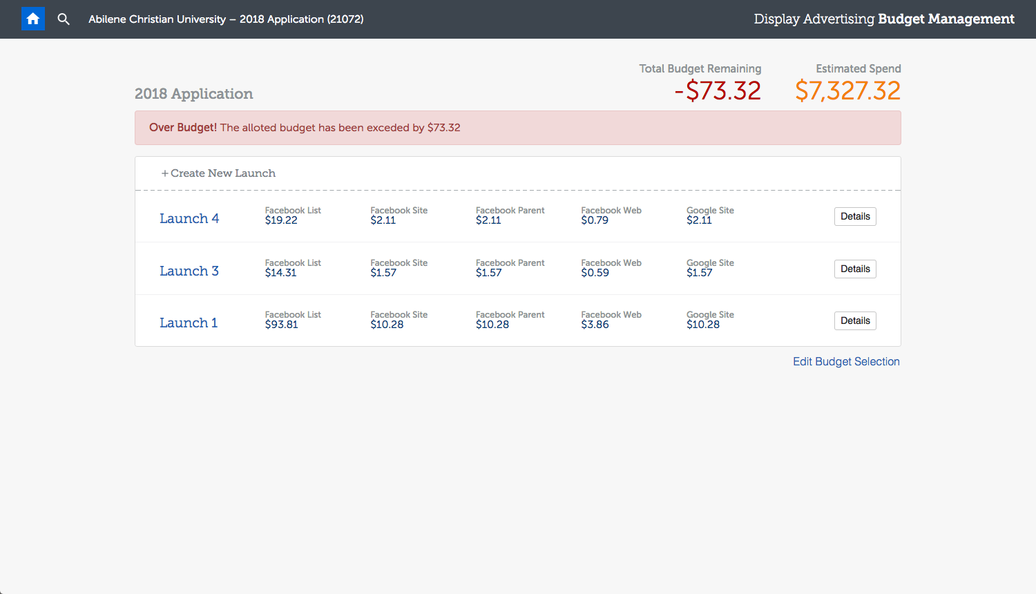 Project Launches | Over Budget